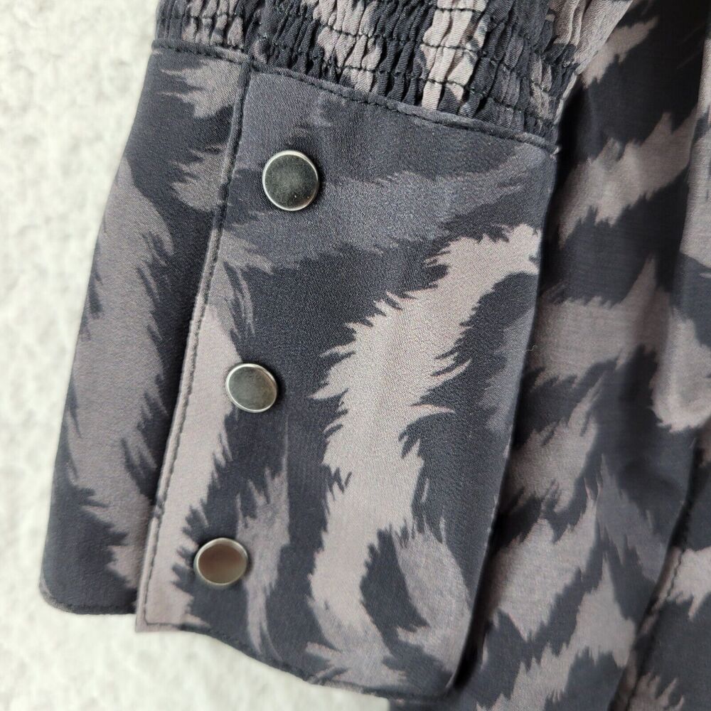 Allsaints Womens Blouse‎ Size XS Fayre Remix Top Gray Print Viscose Long Sleeve - Picture 11 of 15